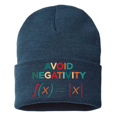 Avoid Negativity Math Equation Funny Math Teacher Sustainable Knit Beanie