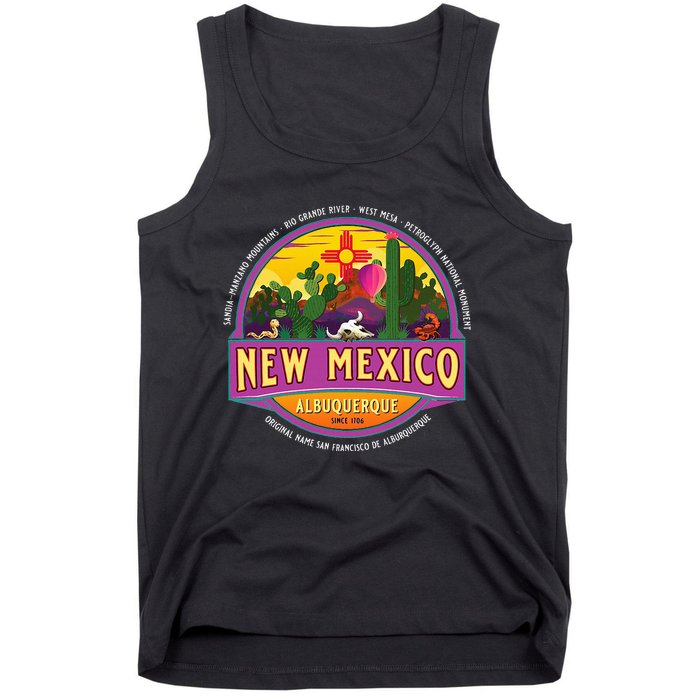 Albuquerque New Mexico Usa Balloons Desert Vacation Souvenir Tank Top