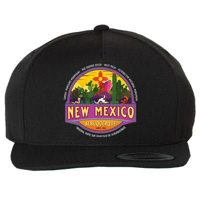 Albuquerque New Mexico Usa Balloons Desert Vacation Souvenir Wool Snapback Cap