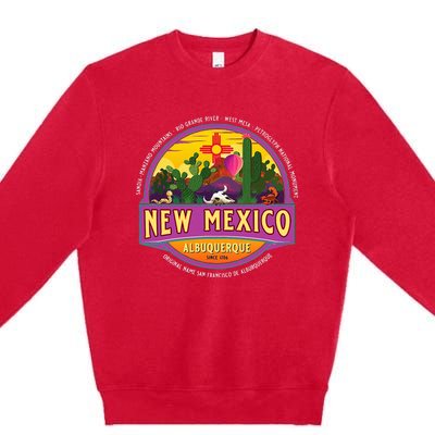 Albuquerque New Mexico Usa Balloons Desert Vacation Souvenir Premium Crewneck Sweatshirt