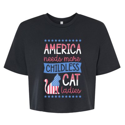 America Needs More Childless Cat Ladies Childless Bella+Canvas Jersey Crop Tee