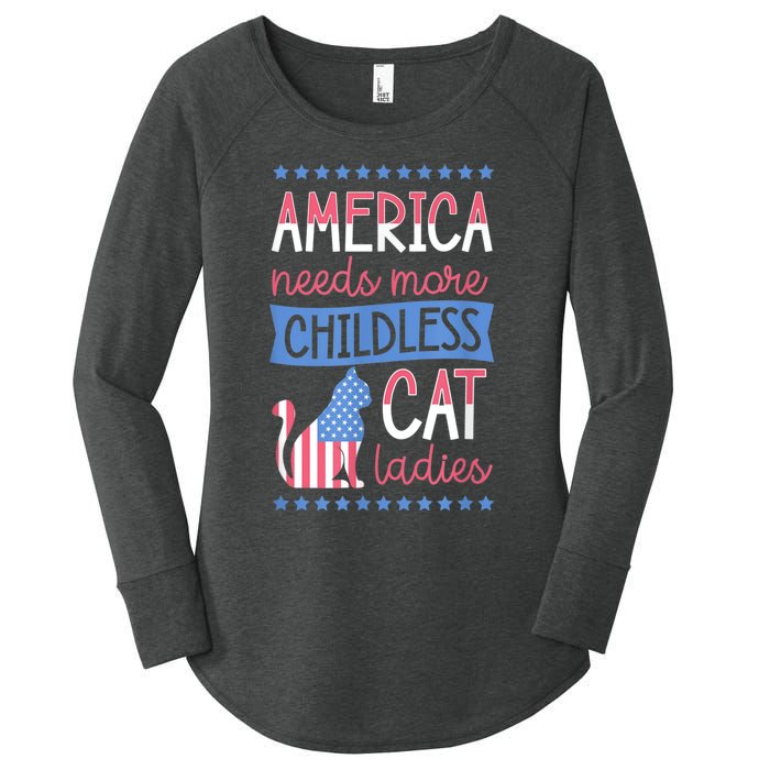 America Needs More Childless Cat Ladies Childless Women's Perfect Tri Tunic Long Sleeve Shirt