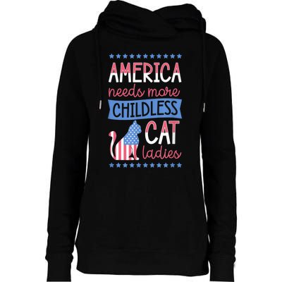 America Needs More Childless Cat Ladies Childless Womens Funnel Neck Pullover Hood