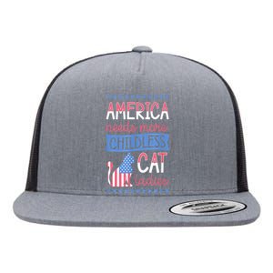 America Needs More Childless Cat Ladies Childless Flat Bill Trucker Hat