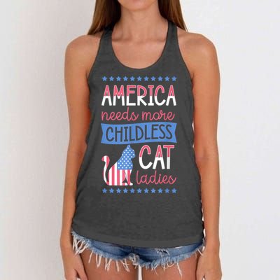 America Needs More Childless Cat Ladies Childless Women's Knotted Racerback Tank