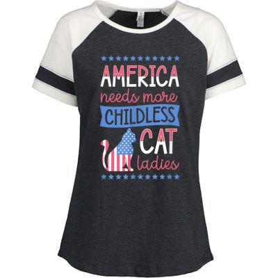 America Needs More Childless Cat Ladies Childless Enza Ladies Jersey Colorblock Tee