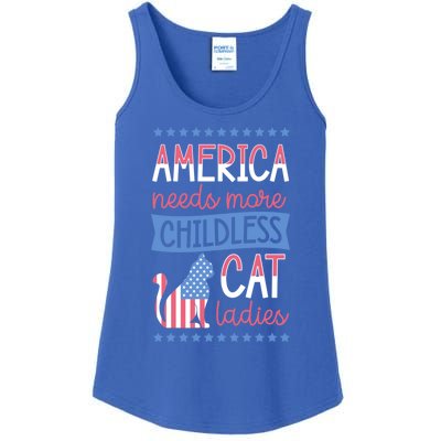 America Needs More Less Cat Ladies Less Cute Gift Ladies Essential Tank