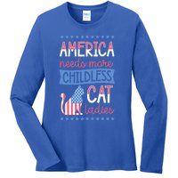 America Needs More Less Cat Ladies Less Cute Gift Ladies Long Sleeve Shirt