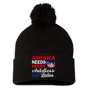 America Needs More Childless Cat Ladies Childless Pom Pom 12in Knit Beanie