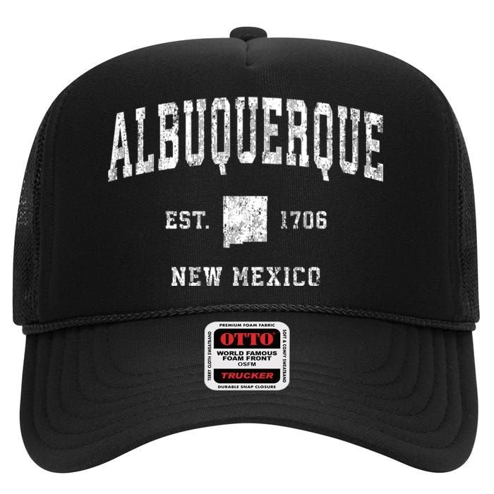 Albuquerque New Mexico Nm Vintage Athletic Sports High Crown Mesh Back Trucker Hat