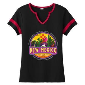 Albuquerque New Mexico Usa Balloons Desert Vacation Souvenir Ladies Halftime Notch Neck Tee