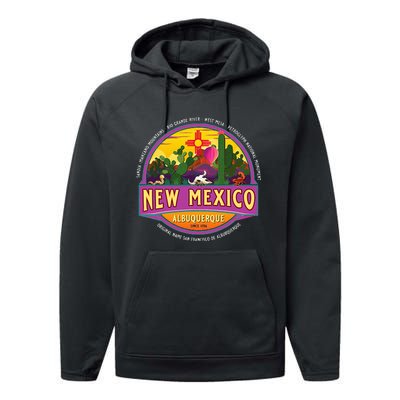 Albuquerque New Mexico Usa Balloons Desert Vacation Souvenir Performance Fleece Hoodie