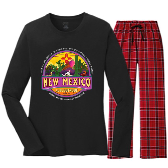 Albuquerque New Mexico Usa Balloons Desert Vacation Souvenir Women's Long Sleeve Flannel Pajama Set 