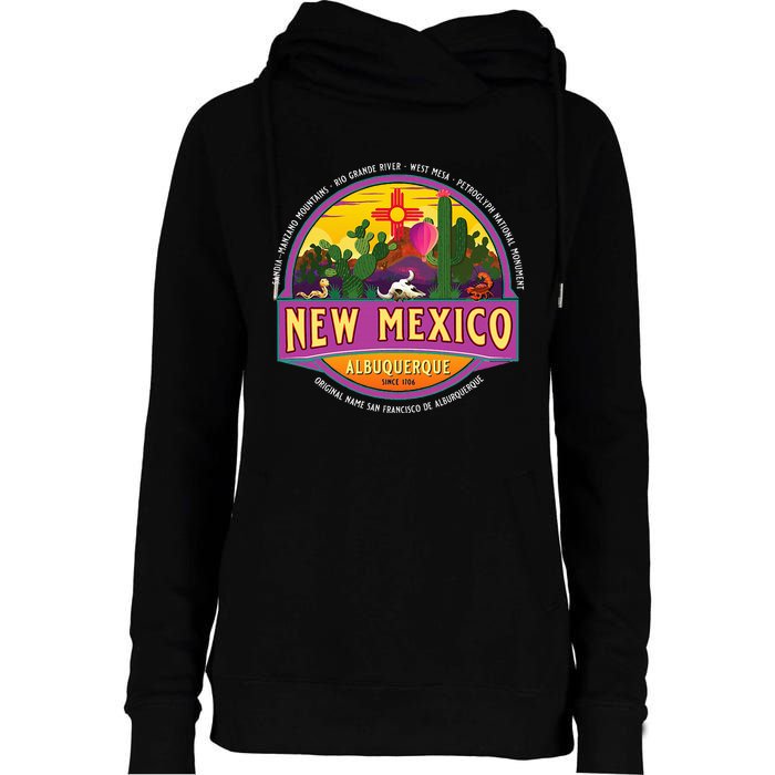 Albuquerque New Mexico Usa Balloons Desert Vacation Souvenir Womens Funnel Neck Pullover Hood