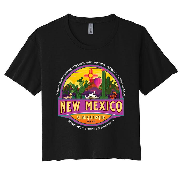 Albuquerque New Mexico Usa Balloons Desert Vacation Souvenir Women's Crop Top Tee