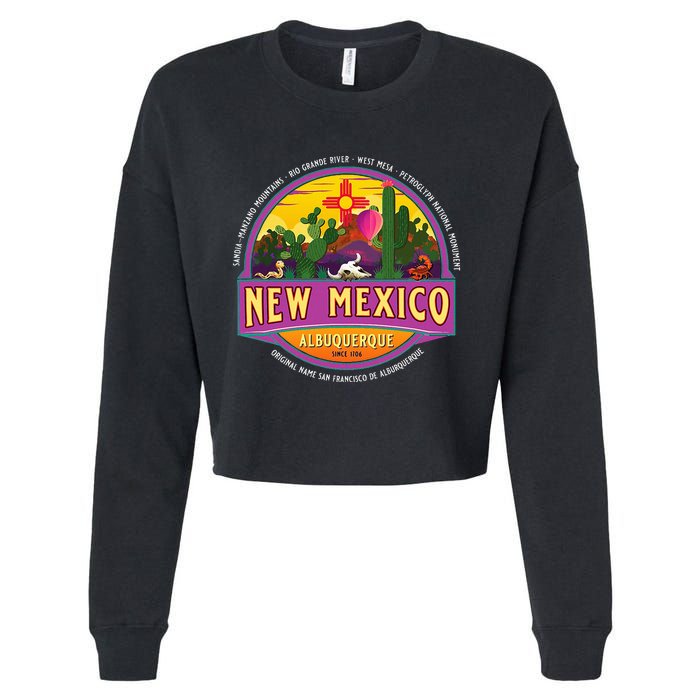 Albuquerque New Mexico Usa Balloons Desert Vacation Souvenir Cropped Pullover Crew