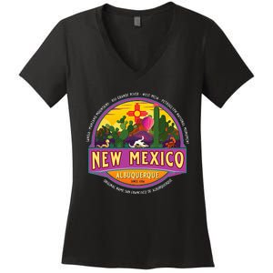 Albuquerque New Mexico Usa Balloons Desert Vacation Souvenir Women's V-Neck T-Shirt