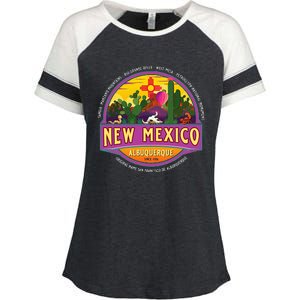 Albuquerque New Mexico Usa Balloons Desert Vacation Souvenir Enza Ladies Jersey Colorblock Tee