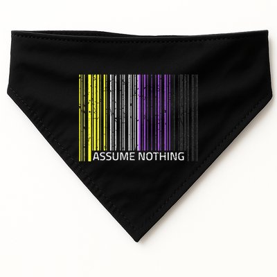 Assume Nothing Non Binary Flag Genderqueer Lgbtqia Pride USA-Made Doggie Bandana