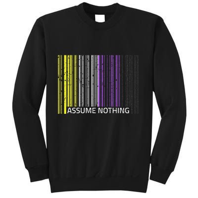 Assume Nothing Non Binary Flag Genderqueer Lgbtqia Pride Sweatshirt