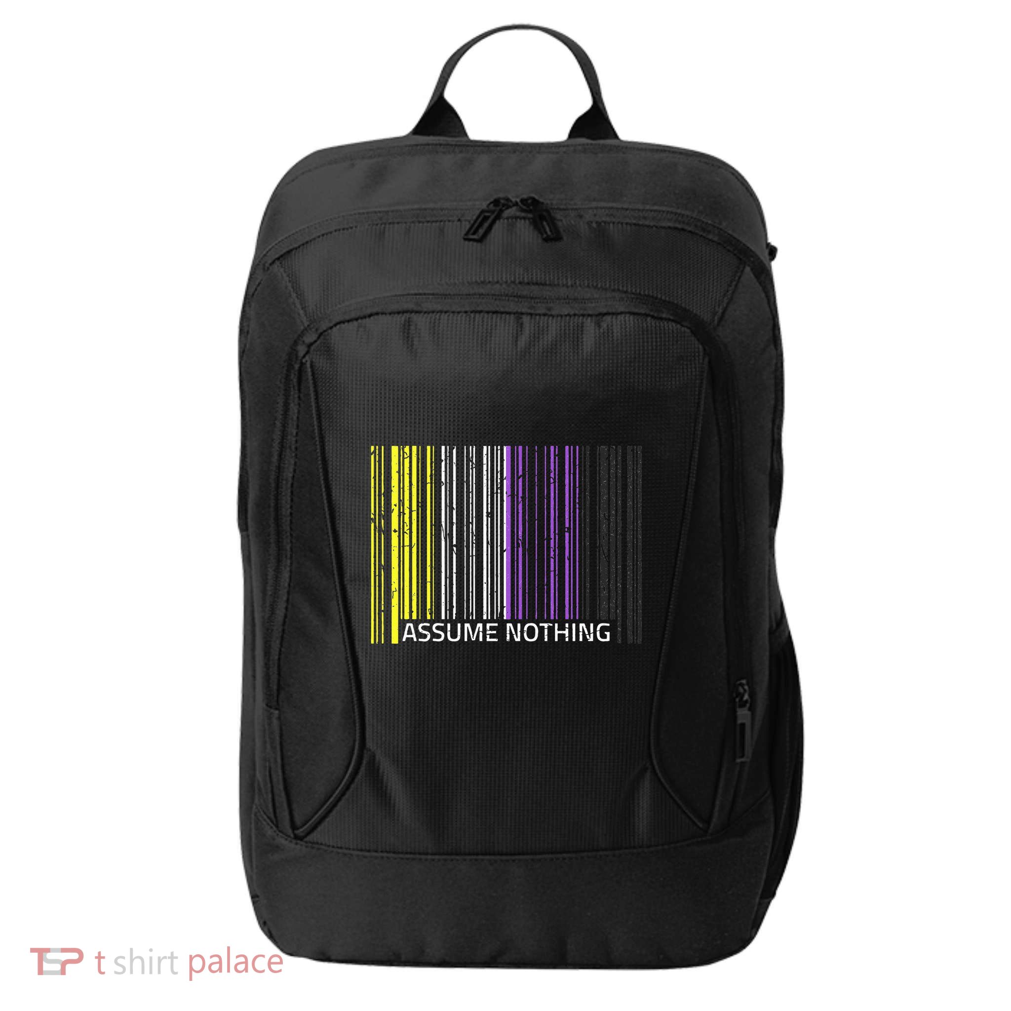 Assume Nothing Non Binary Flag Genderqueer Lgbtqia Pride City Backpack