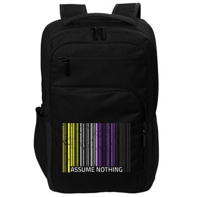Assume Nothing Non Binary Flag Genderqueer Lgbtqia Pride Impact Tech Backpack