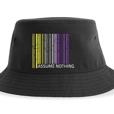 Assume Nothing Non Binary Flag Genderqueer Lgbtqia Pride Sustainable Bucket Hat