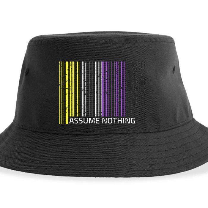 Assume Nothing Non Binary Flag Genderqueer Lgbtqia Pride Sustainable Bucket Hat