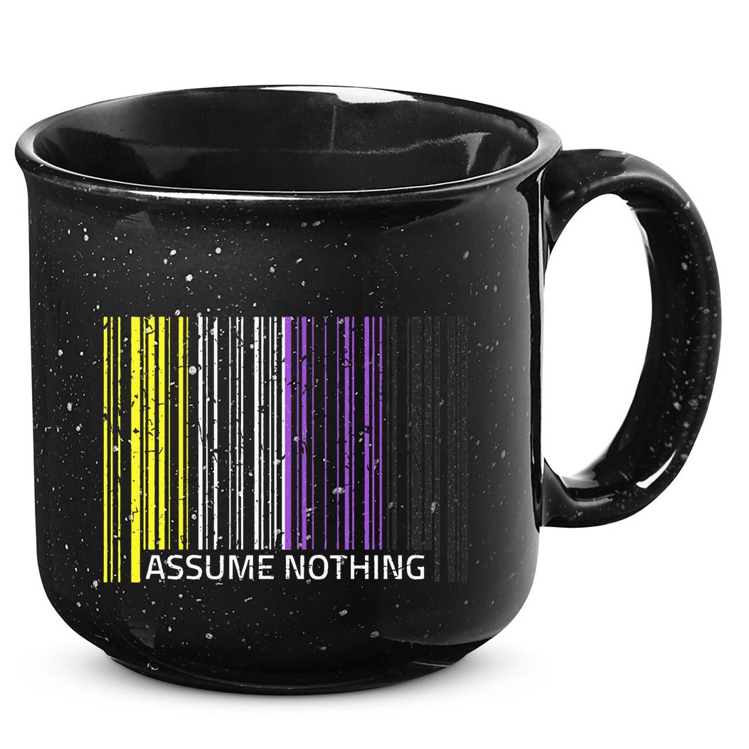 Assume Nothing Non Binary Flag Genderqueer Lgbtqia Pride 15oz Campfire Ceramic Mug