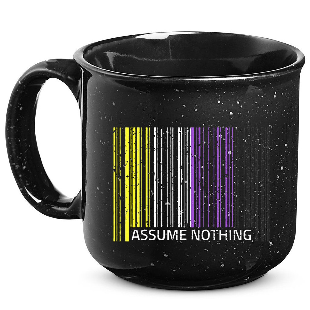 Assume Nothing Non Binary Flag Genderqueer Lgbtqia Pride 15oz Campfire Ceramic Mug