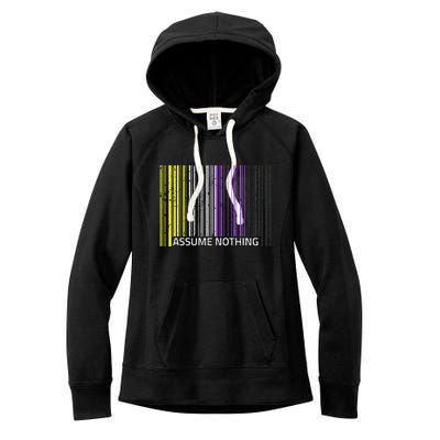 Assume Nothing Non Binary Flag Genderqueer Lgbtqia Pride Women's Fleece Hoodie