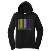 Assume Nothing Non Binary Flag Genderqueer Lgbtqia Pride Women's Pullover Hoodie