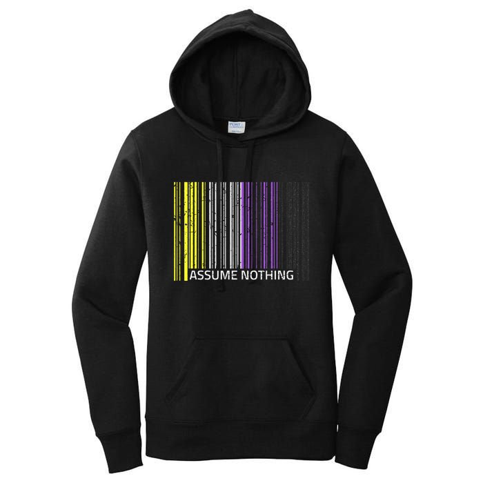 Assume Nothing Non Binary Flag Genderqueer Lgbtqia Pride Women's Pullover Hoodie