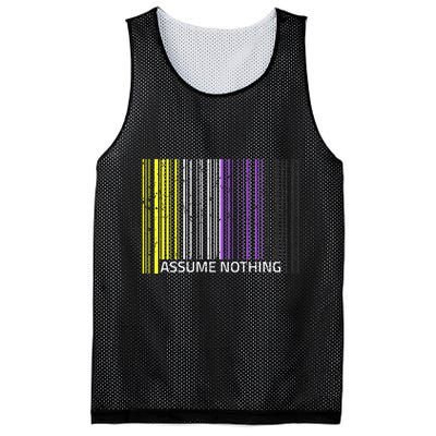 Assume Nothing Non Binary Flag Genderqueer Lgbtqia Pride Mesh Reversible Basketball Jersey Tank