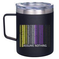 Assume Nothing Non Binary Flag Genderqueer Lgbtqia Pride 12oz Stainless Steel Coffee Mug