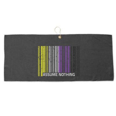 Assume Nothing Non Binary Flag Genderqueer Lgbtqia Pride Large Microfiber Waffle Golf Towel