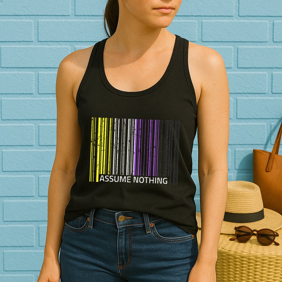 Assume Nothing Non Binary Flag Genderqueer Lgbtqia Pride Womens Tank Top