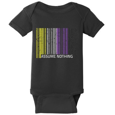 Assume Nothing Non Binary Flag Genderqueer Lgbtqia Pride Baby Bodysuit