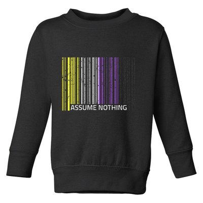 Assume Nothing Non Binary Flag Genderqueer Lgbtqia Pride Toddler Sweatshirt
