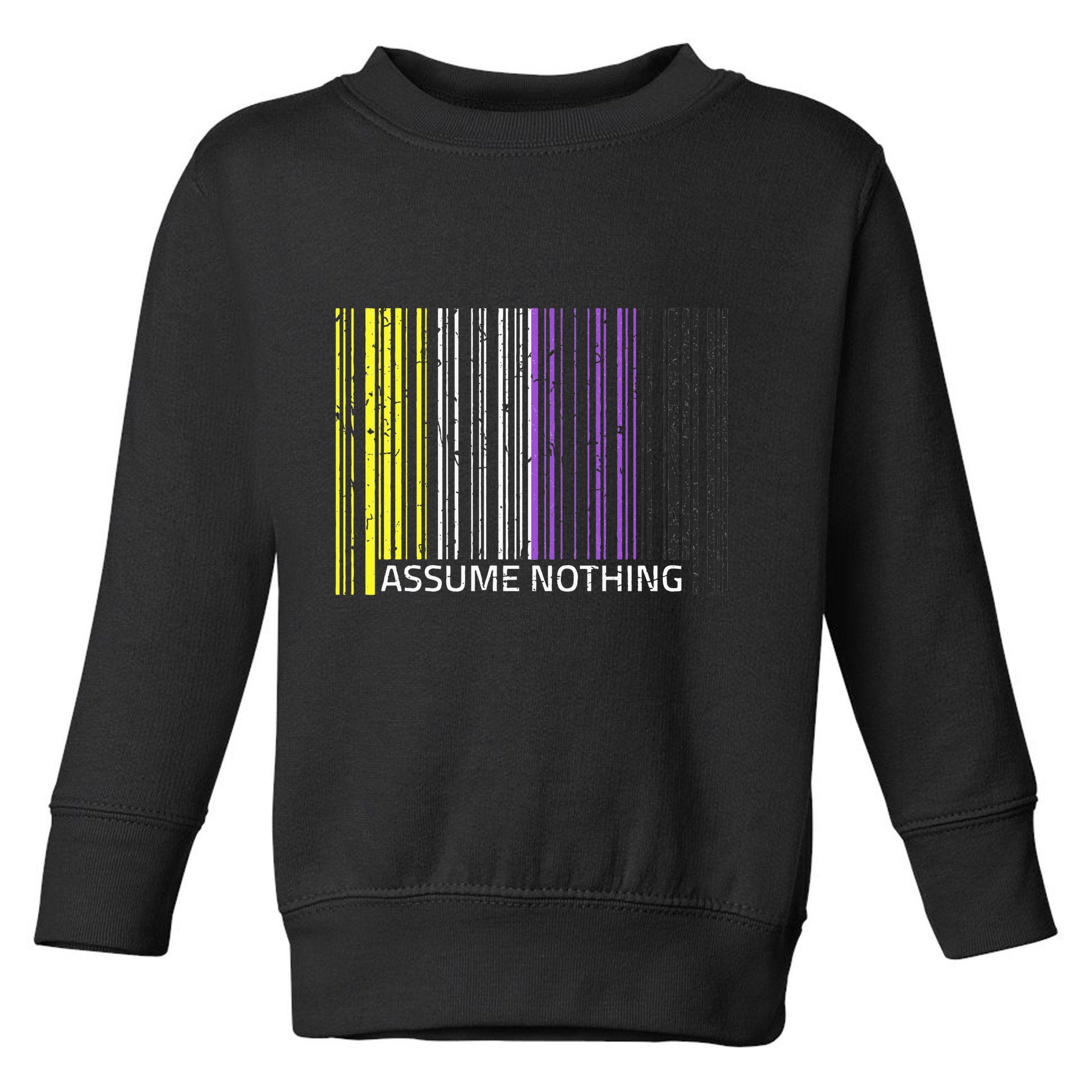Assume Nothing Non Binary Flag Genderqueer Lgbtqia Pride Toddler Sweatshirt
