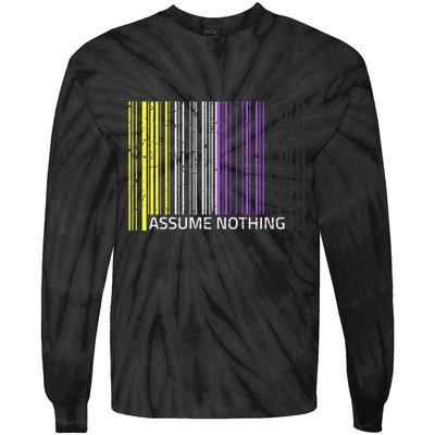 Assume Nothing Non Binary Flag Genderqueer Lgbtqia Pride Tie-Dye Long Sleeve Shirt