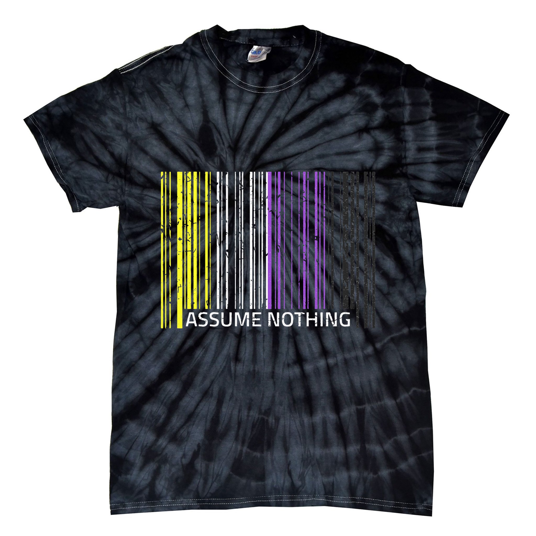 Assume Nothing Non Binary Flag Genderqueer Lgbtqia Pride Tie-Dye T-Shirt