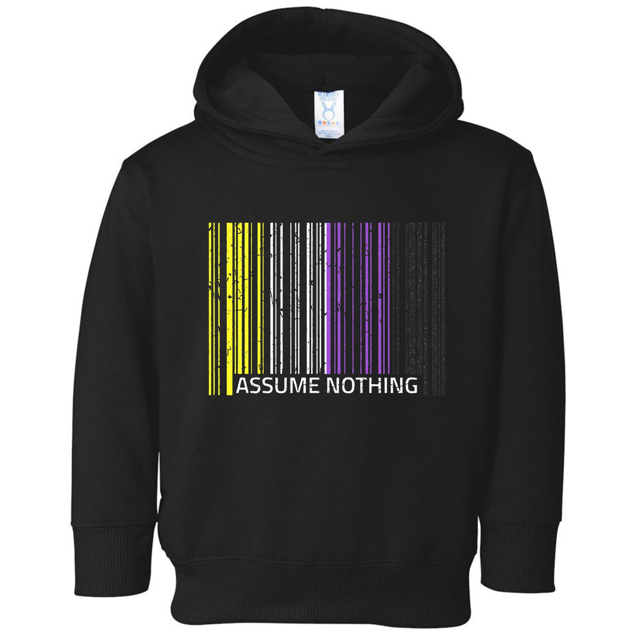 Assume Nothing Non Binary Flag Genderqueer Lgbtqia Pride Toddler Hoodie