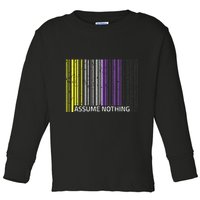 Assume Nothing Non Binary Flag Genderqueer Lgbtqia Pride Toddler Long Sleeve Shirt