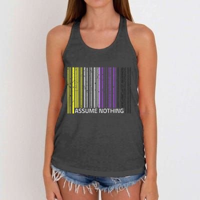 Assume Nothing Non Binary Flag Genderqueer Lgbtqia Pride Women's Knotted Racerback Tank