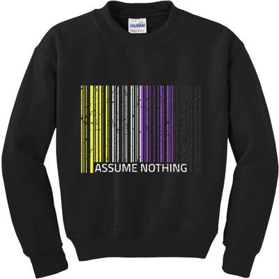 Assume Nothing Non Binary Flag Genderqueer Lgbtqia Pride Kids Sweatshirt