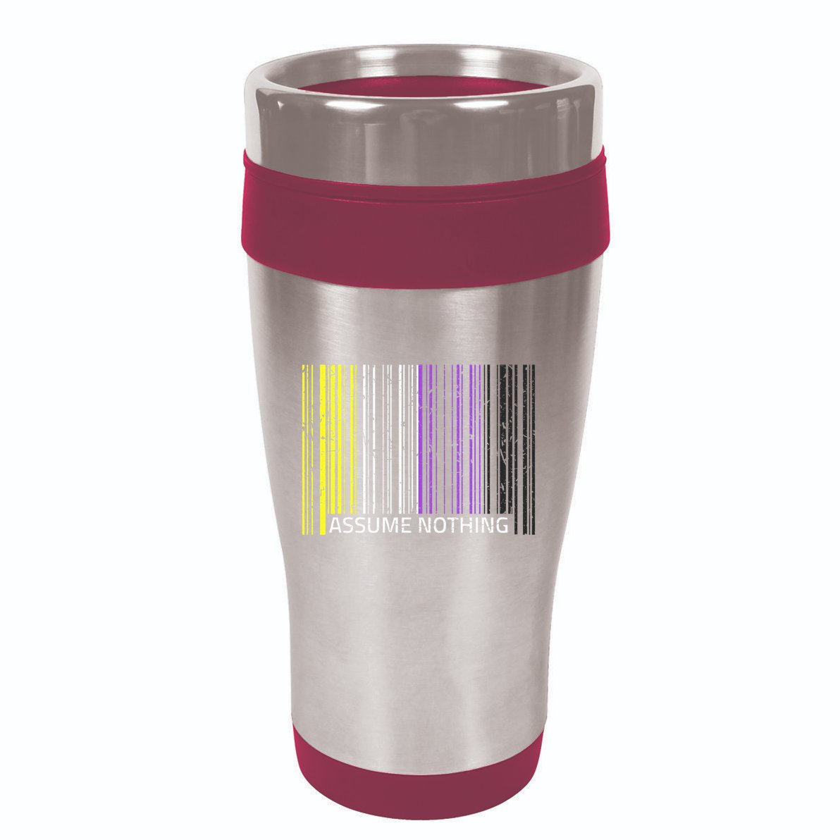 Assume Nothing Non Binary Flag Genderqueer Lgbtqia Pride 16oz Travel Tumbler