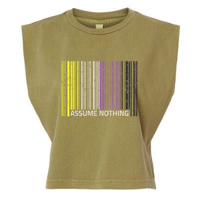 Assume Nothing Non Binary Flag Genderqueer Lgbtqia Pride Garment-Dyed Women's Muscle Tee