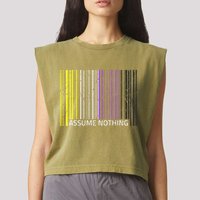 Assume Nothing Non Binary Flag Genderqueer Lgbtqia Pride Garment-Dyed Women's Muscle Tee