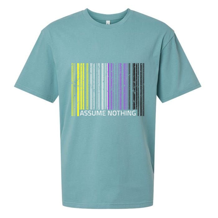 Assume Nothing Non Binary Flag Genderqueer Lgbtqia Pride Sueded Cloud Jersey T-Shirt